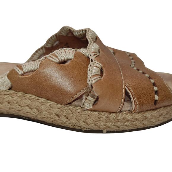 Clarks Artisan Collection Brown Leather Espadrille Slide Sandals - Picture 11 of 13
